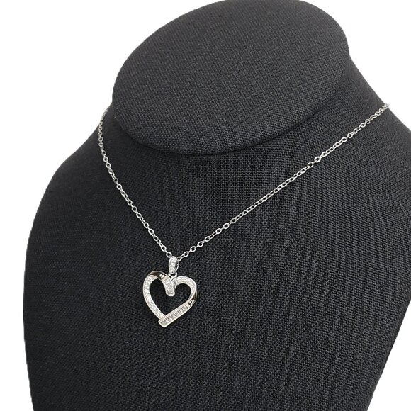 925 Sterling Silver 18" Womens 1ct Diamond Heart Pendant Necklace Ladies Jewelry - Picture 6 of 7